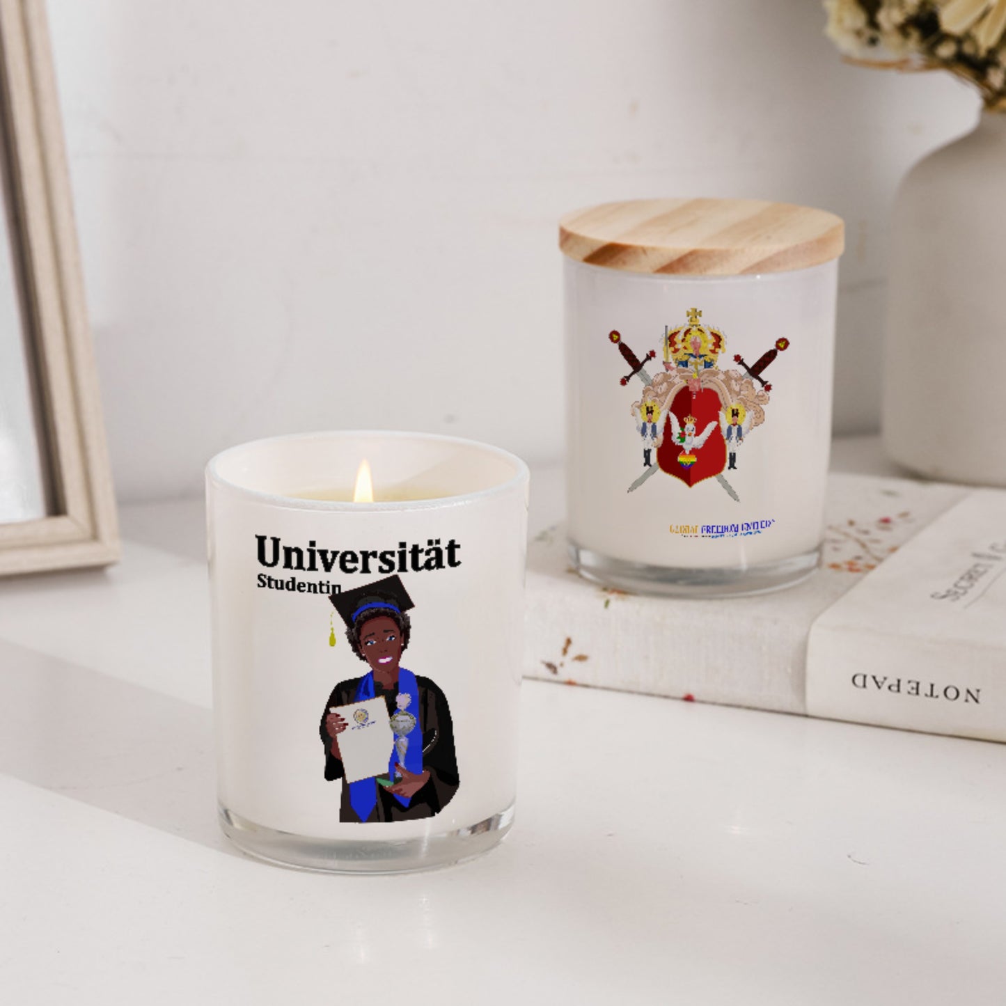 Scented Soy Candle Global Freedom United Afro Student Girl Silver Place