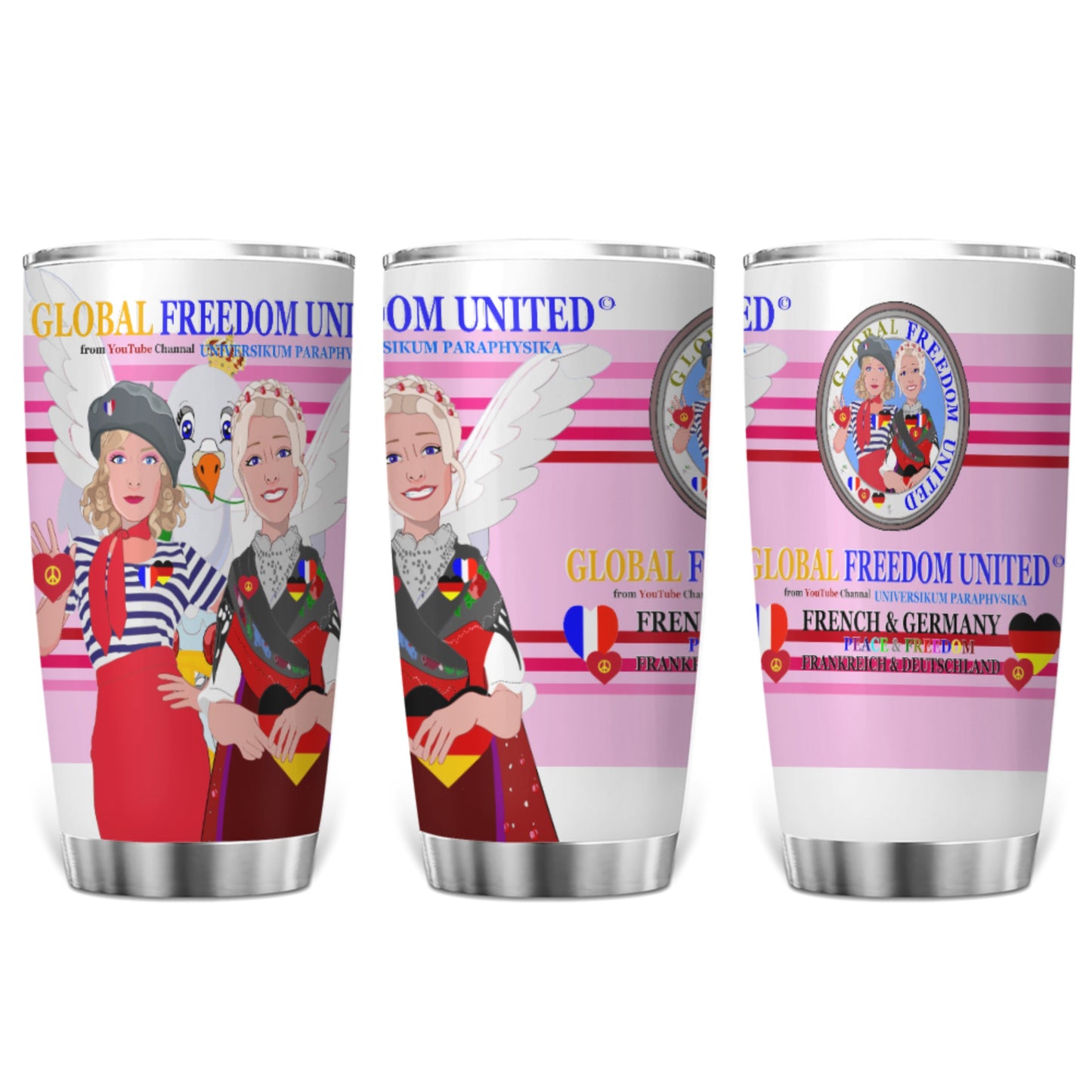 Tumbler Global Freedom United Women French & Germany Old Peace Pink 2