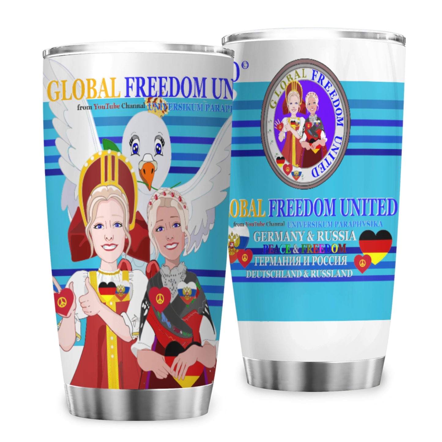 Tumbler Global Freedom United Women Russia & Germany Blue