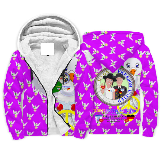 Plush Hoodie GLOBAL FREEDOM UNITED© Men Israel & Germany Lilac