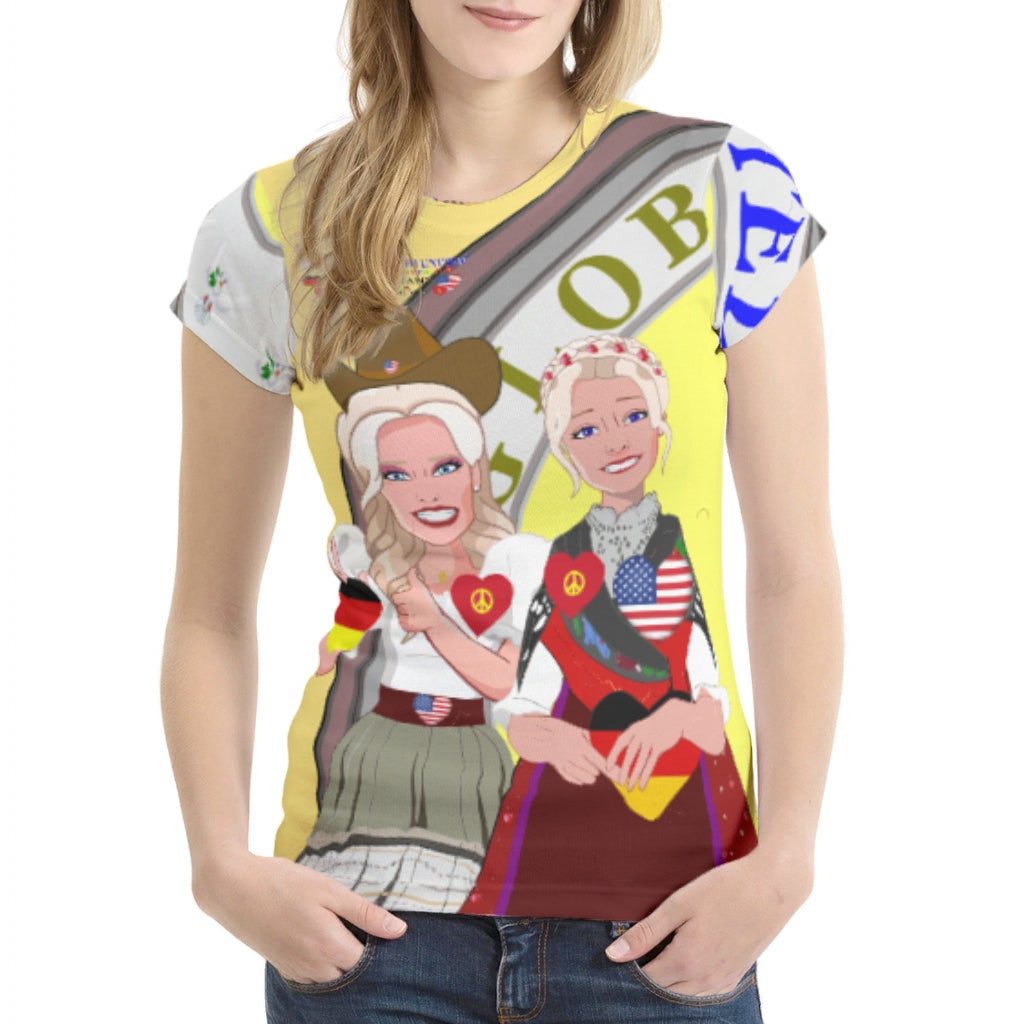 Women´s T-Shirt GLOBAL FREEDOM UNITED© Women USA & Germany Yellow