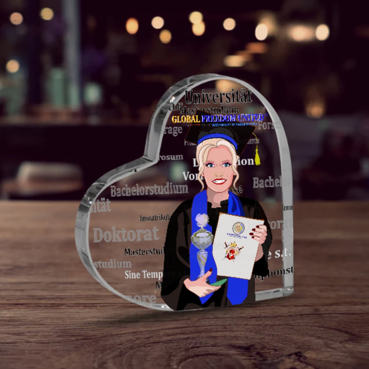 Acryl Heart Global Freedom United Student Girl Silver Place Blond Hair 3