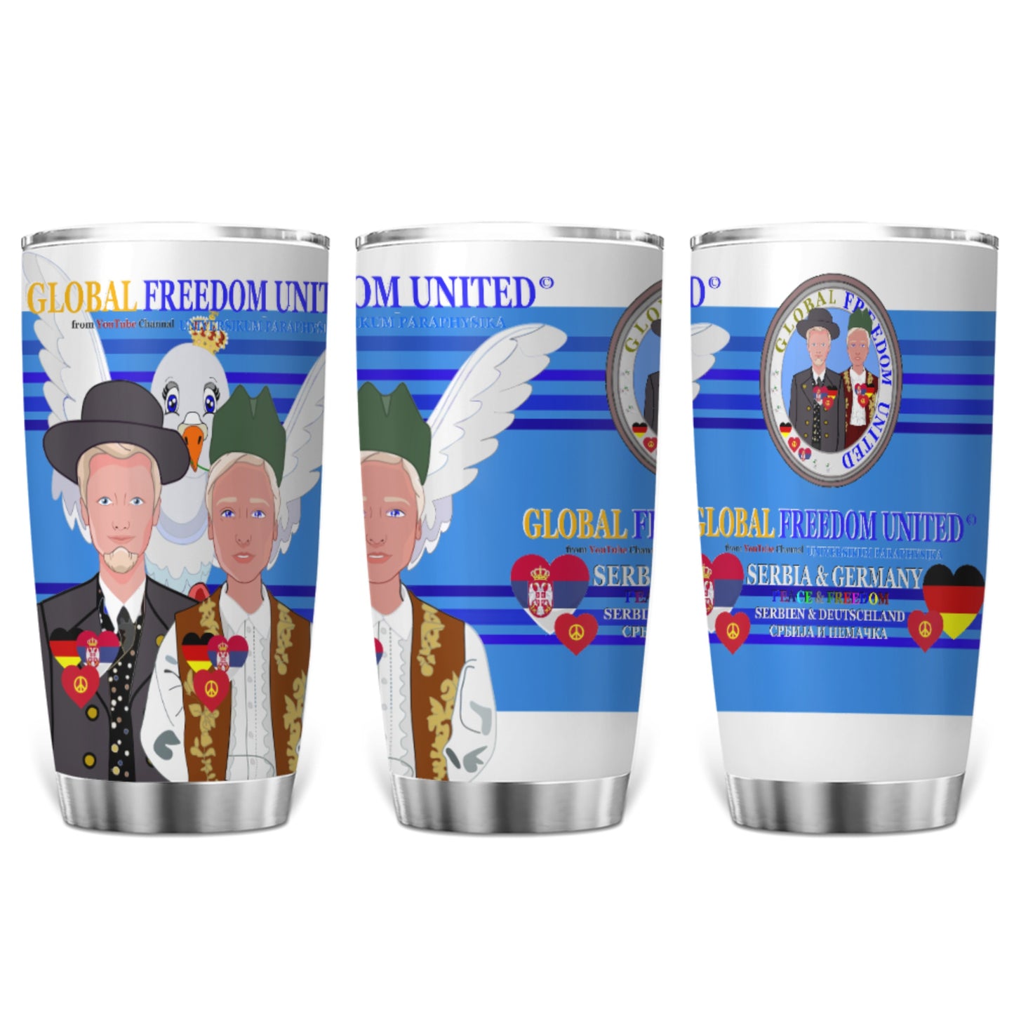 Tumbler GLOBAL FREEDOM UNITED© Men Serbia & Germany Deep Blue