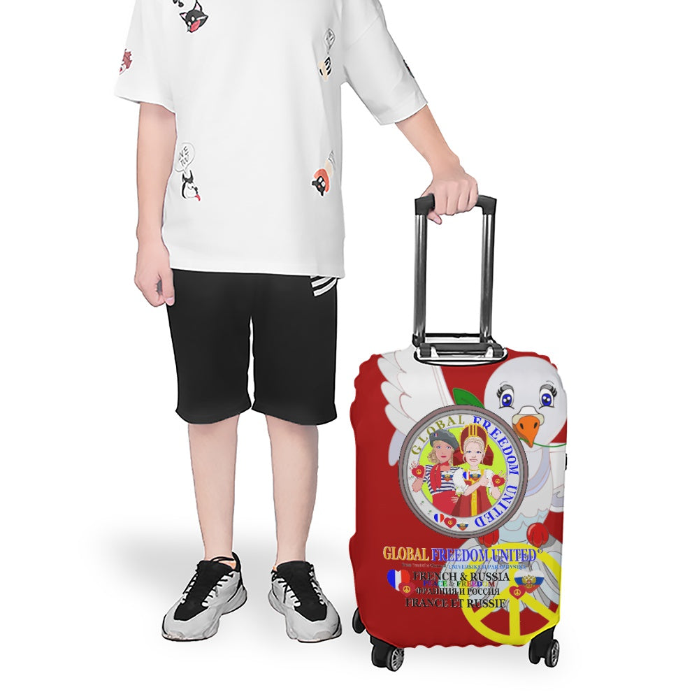 Luggage Cover Global Freedom United Women French & Russia Old Peace Red