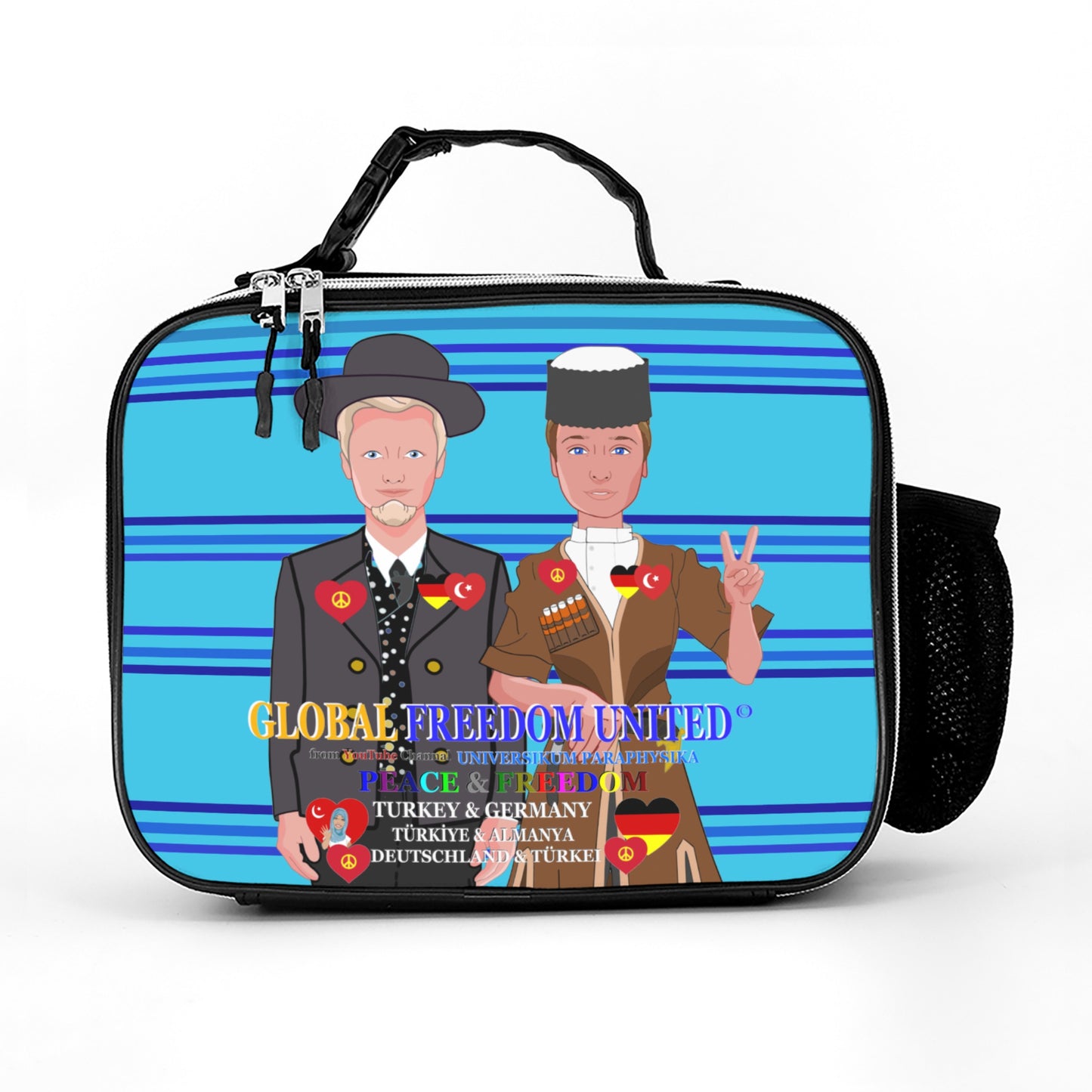 Leather Meal Bag GLOBAL FREEDOM UNITED© Men Turkey & Germany Blue