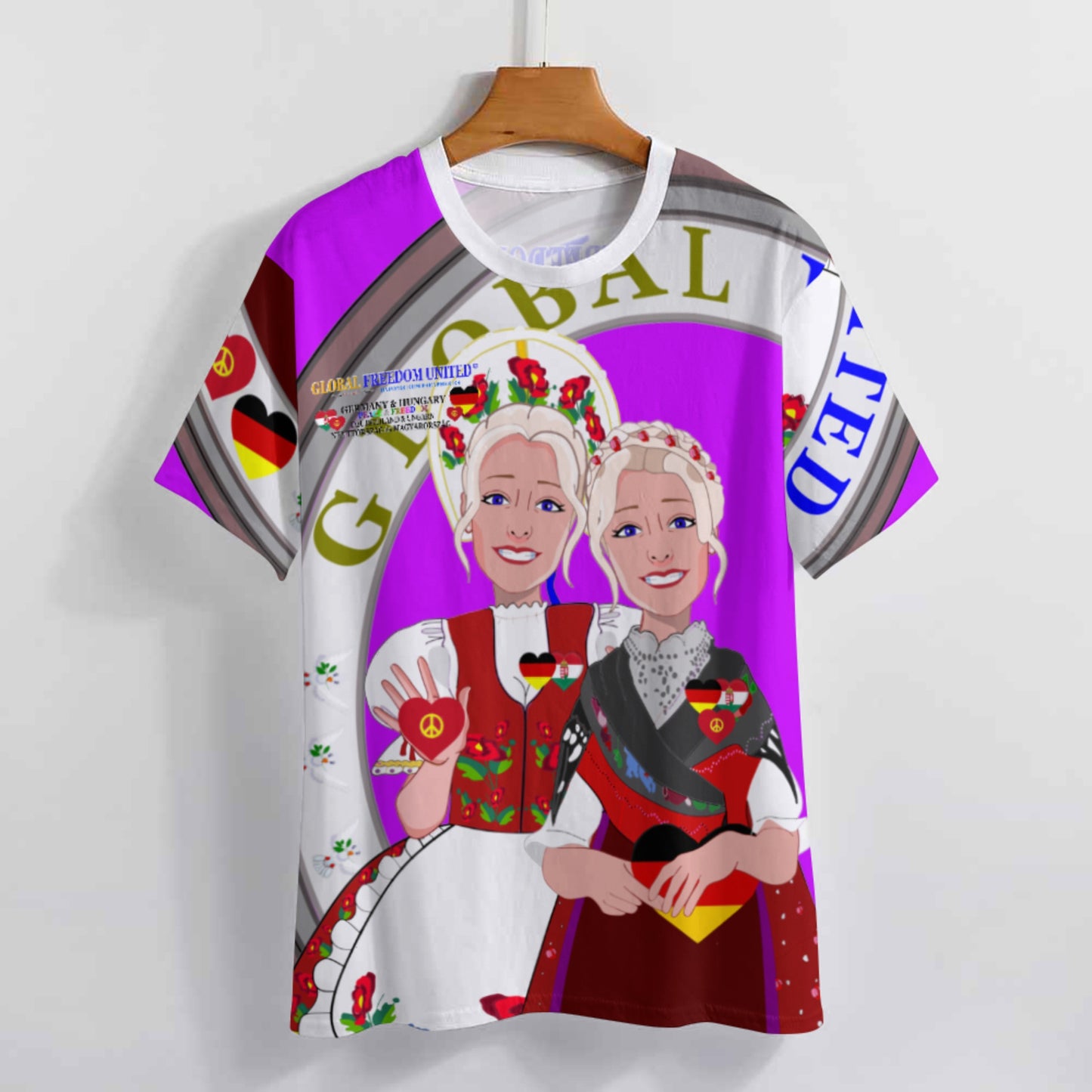 Women´s T-shirt 3 GLOBAL FREEDOM UNITED© Women Germany & Hungary Lilac