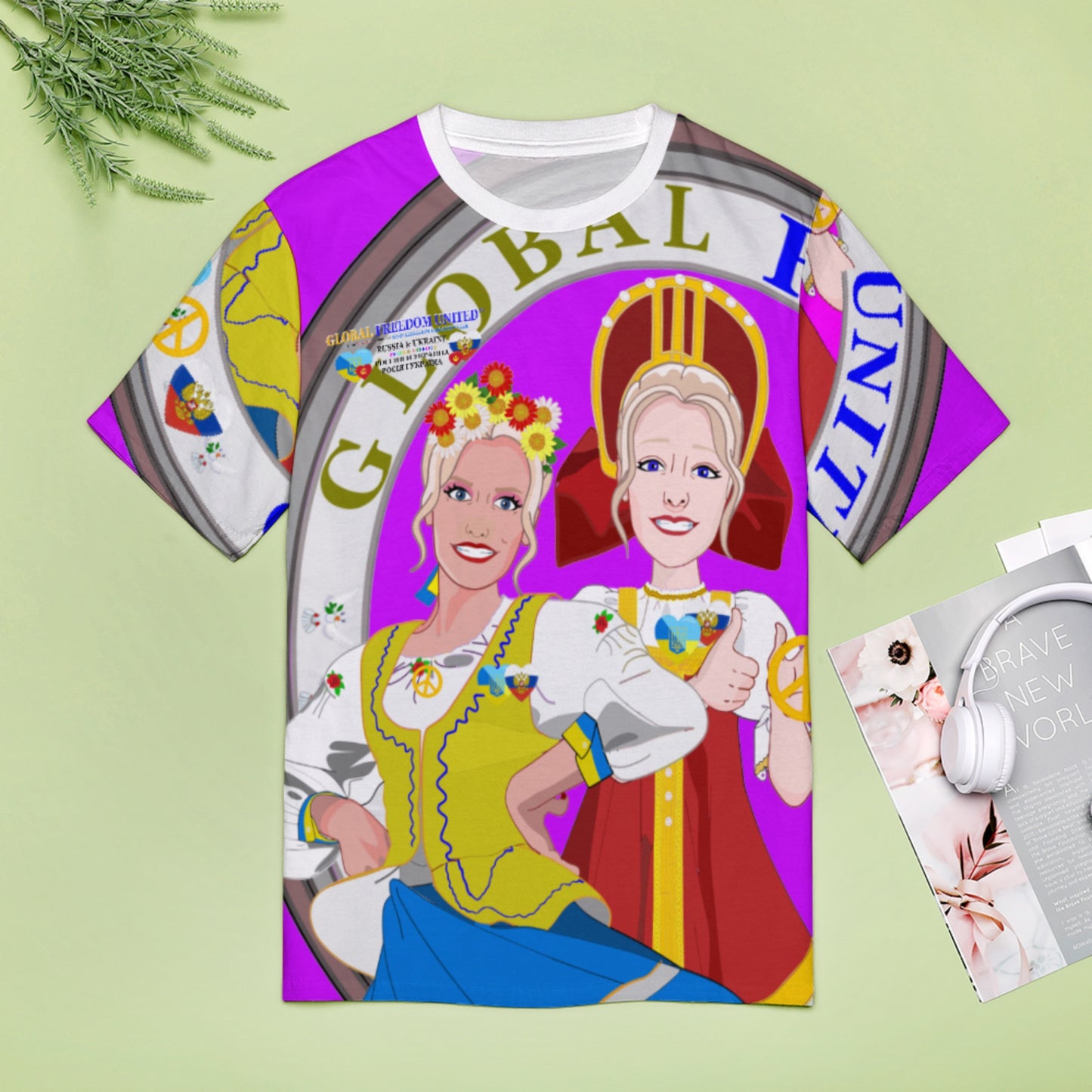 Women´s T-shirt 3 GLOBAL FREEDOM UNITED© Women Ukraina & Russia Lilac