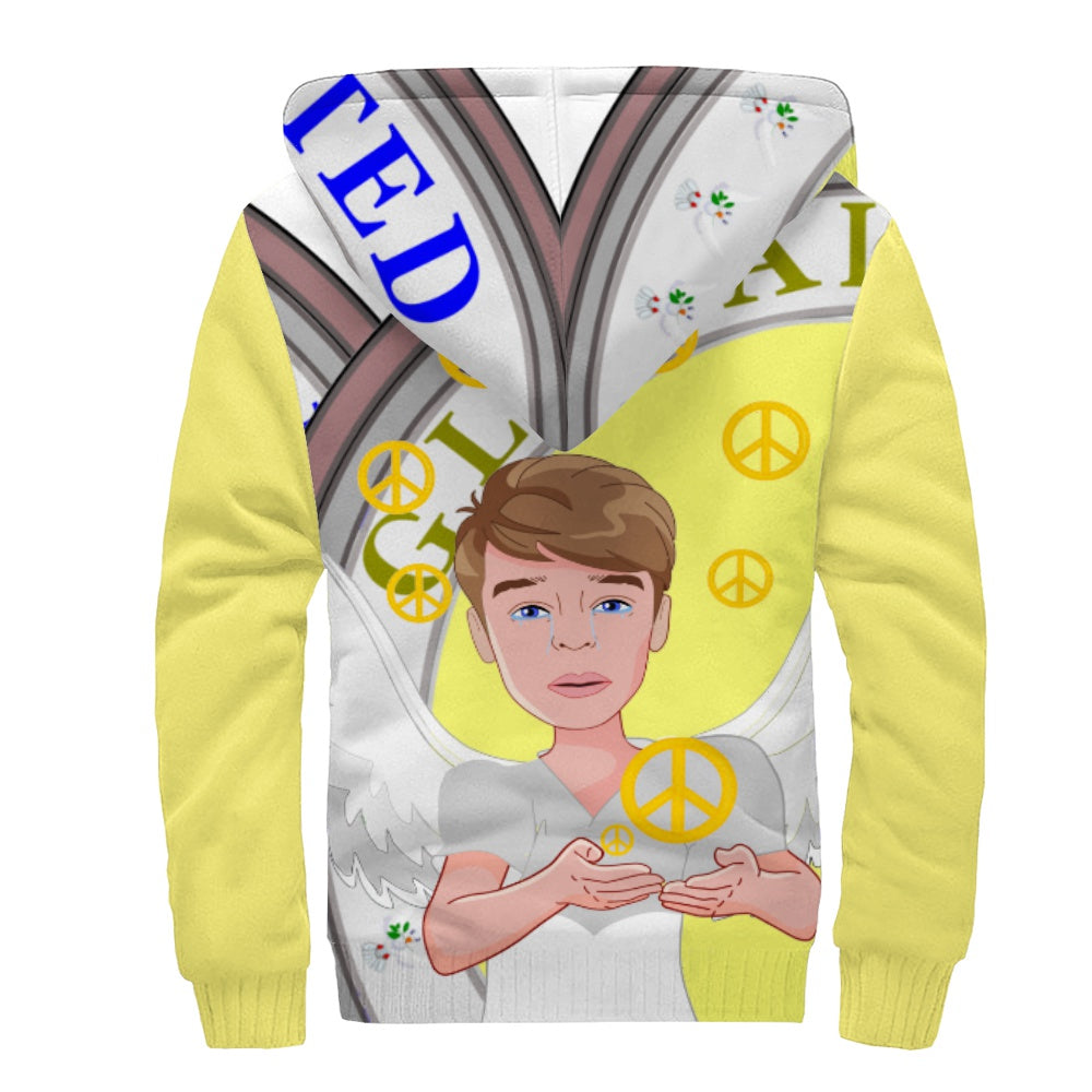 Plush Hoodie Global Freedom United Men Angel Of Peace Old Peace Yellow