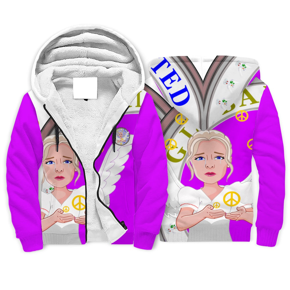Plush Hoodie Global Freedom United Women Angel Of Peace Old Peace Lilac