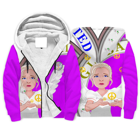 Plush Hoodie Global Freedom United Women Angel Of Peace Old Peace Lilac