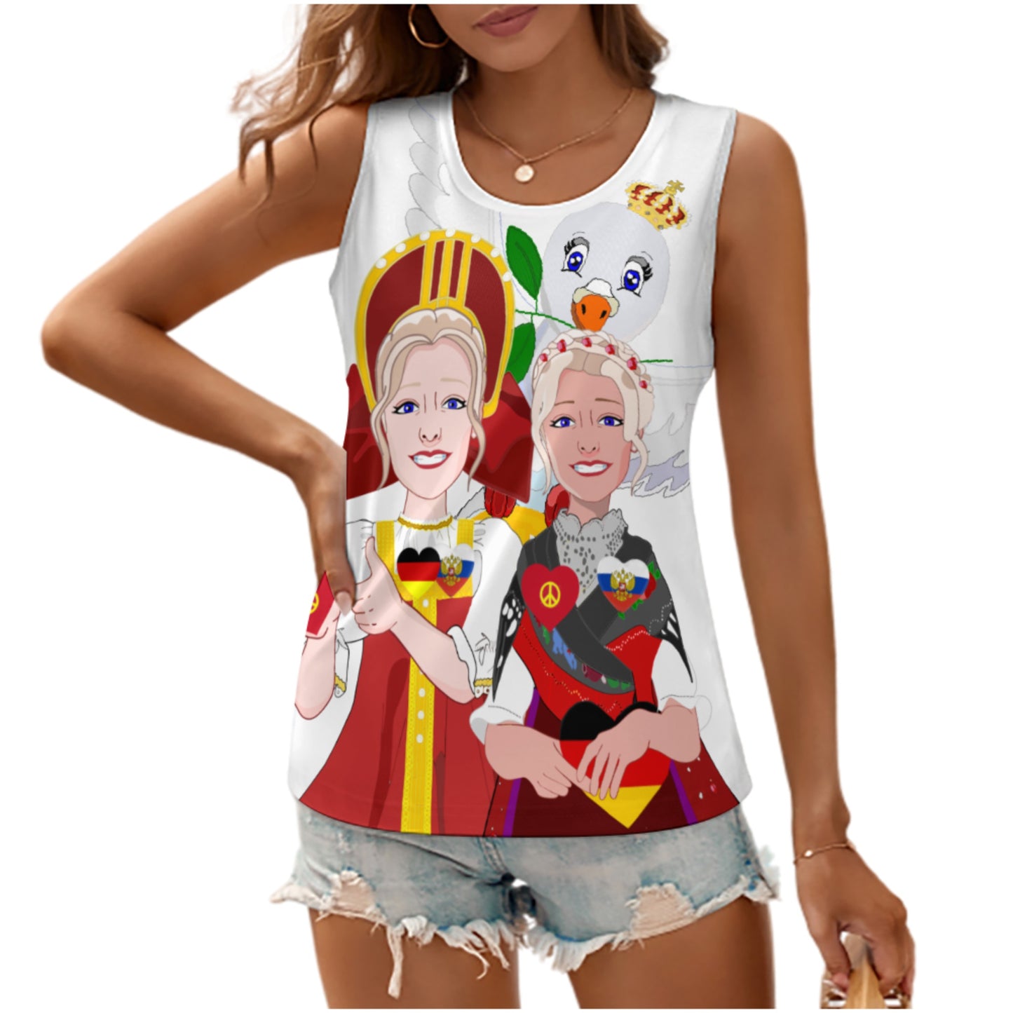 Crewneck Halter Vest GLOBAL FREEDOM UNITED© Women RUSSIA & GERMANY BIG