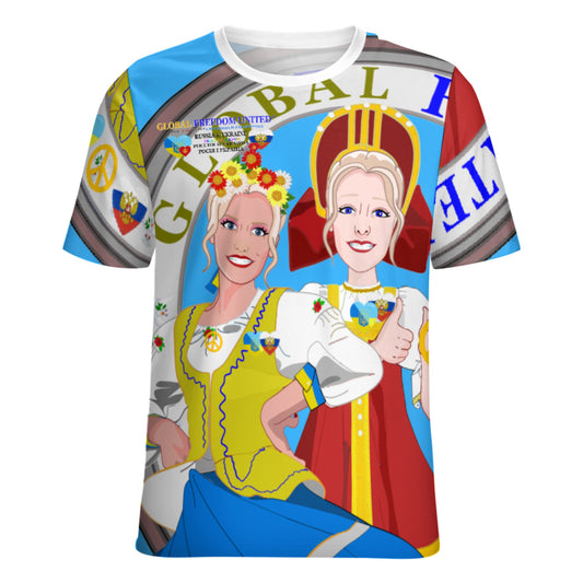 Women´s T-shirt 3 GLOBAL FREEDOM UNITED© Women Ukraina & Russia Blue