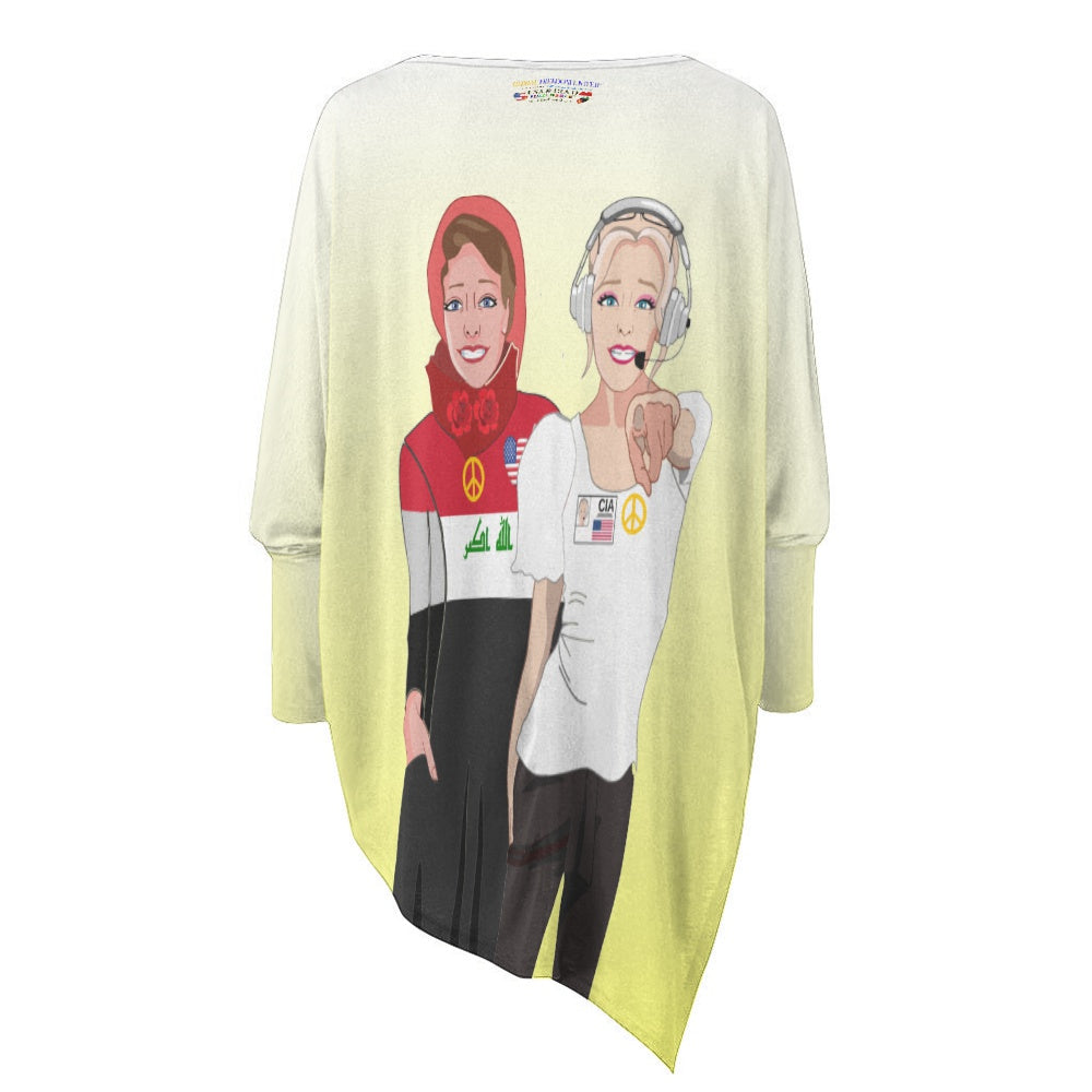 Pullover Long Sleeve T-shirt GLOBAL FREEDOM UNITED© Women Iraq & USA  Yellow