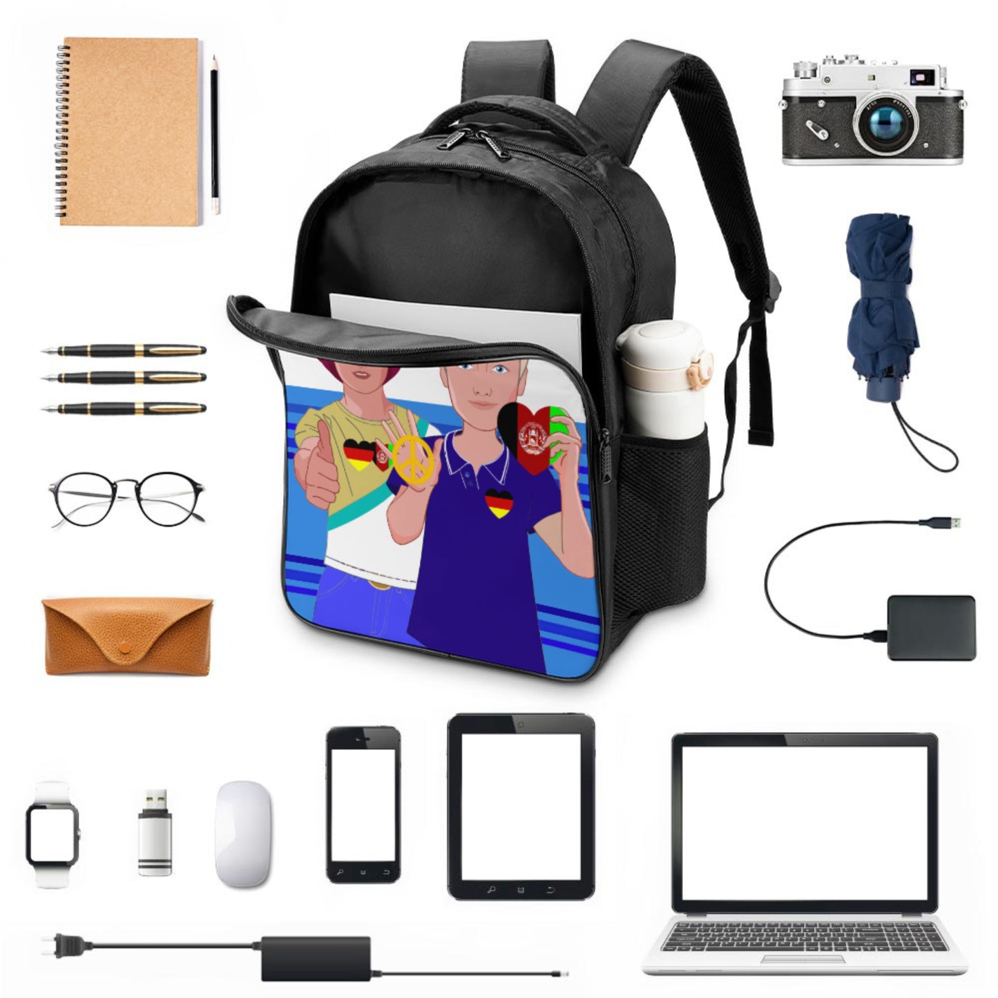 Bag Back GLOBAL FREEDOM UNITED© Men AFGHANISTAN & GERMANY Deep Blue