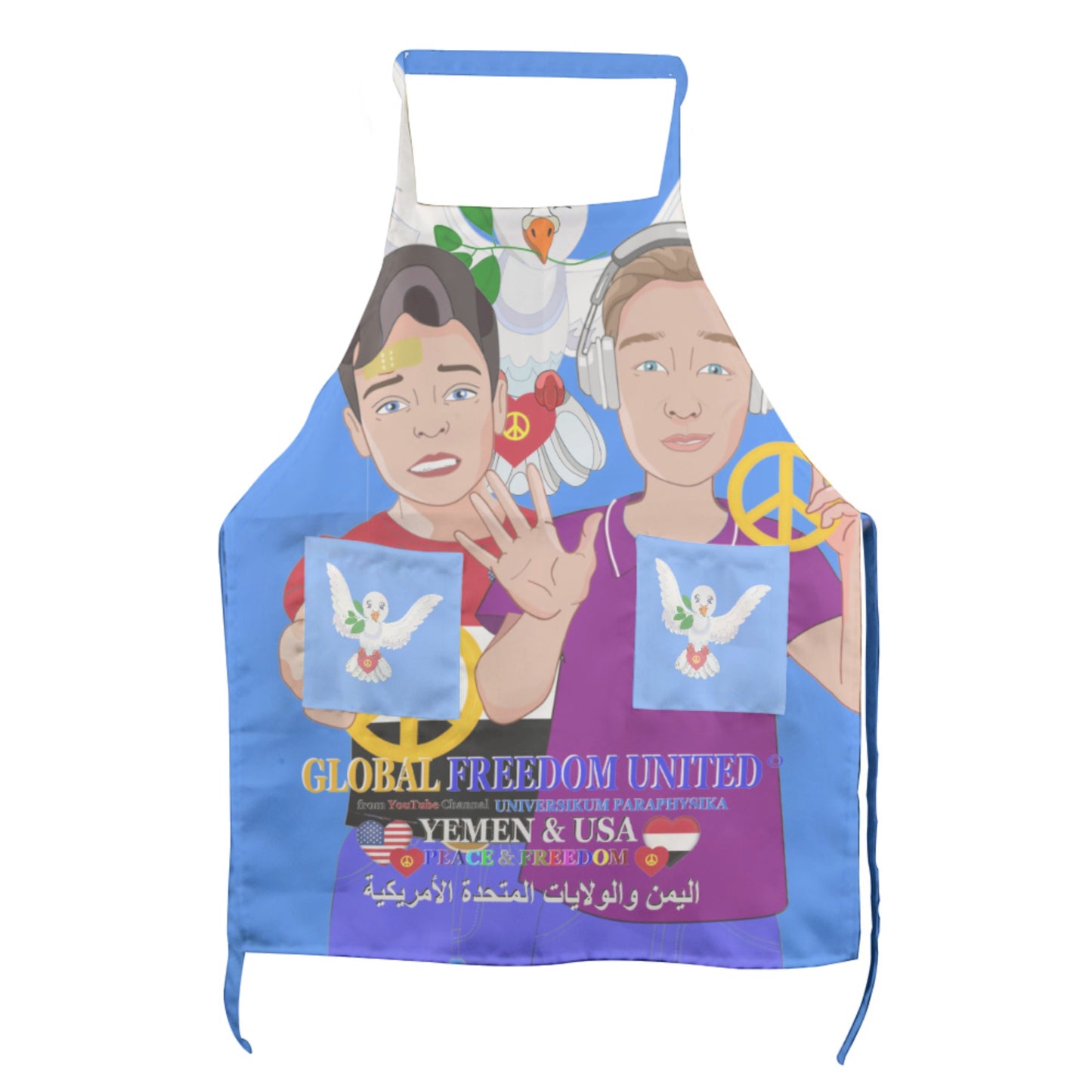 Apron GLOBAL FREEDOM UNITED© Men Yemen & USA Blue