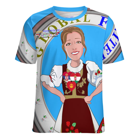 Women´s T-shirt 2 GLOBAL FREEDOM UNITED© Serbia & Hungary Blue