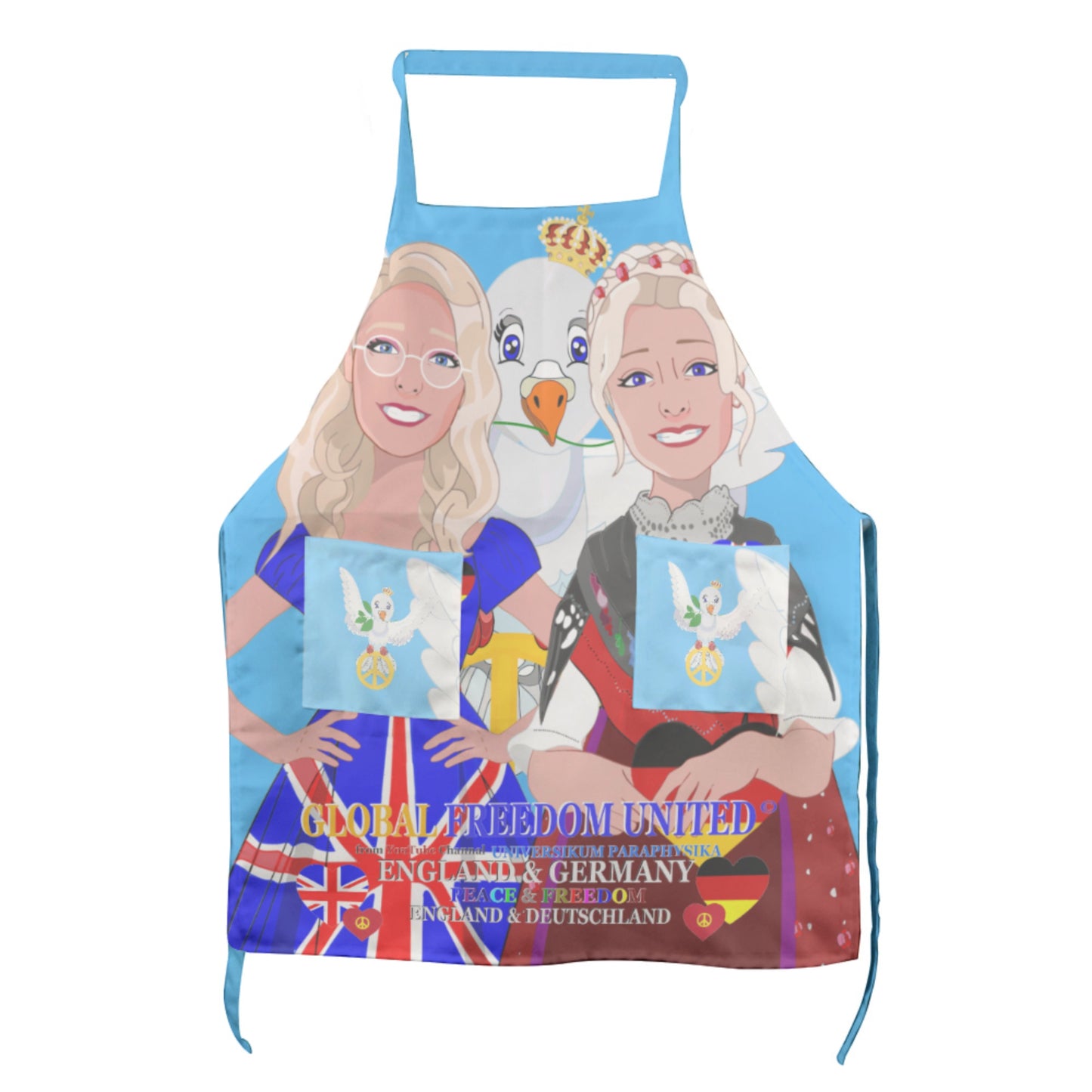 Apron GLOBAL FREEDOM UNITED© Women England & Germany Blue
