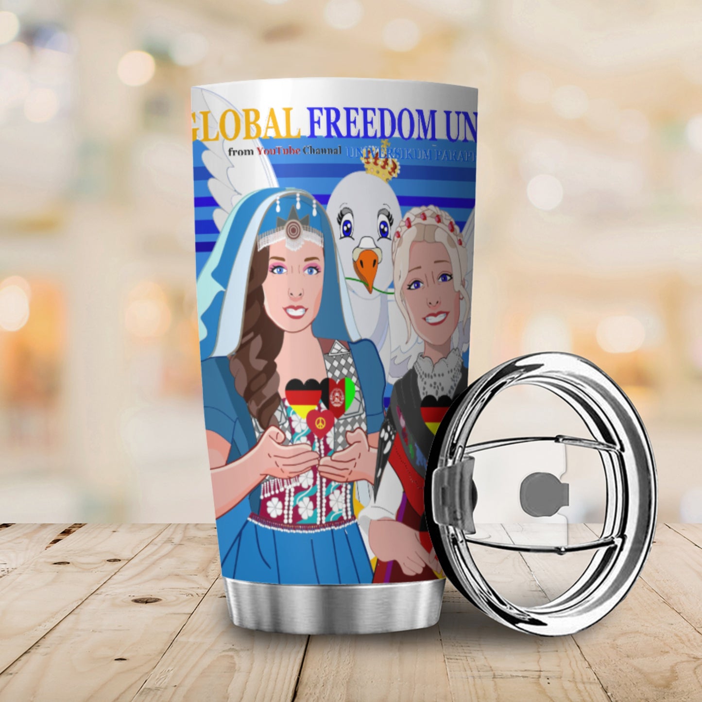 Tumbler Global Freedom United Women Afghanistan & Germany Old Peace Deep Blue