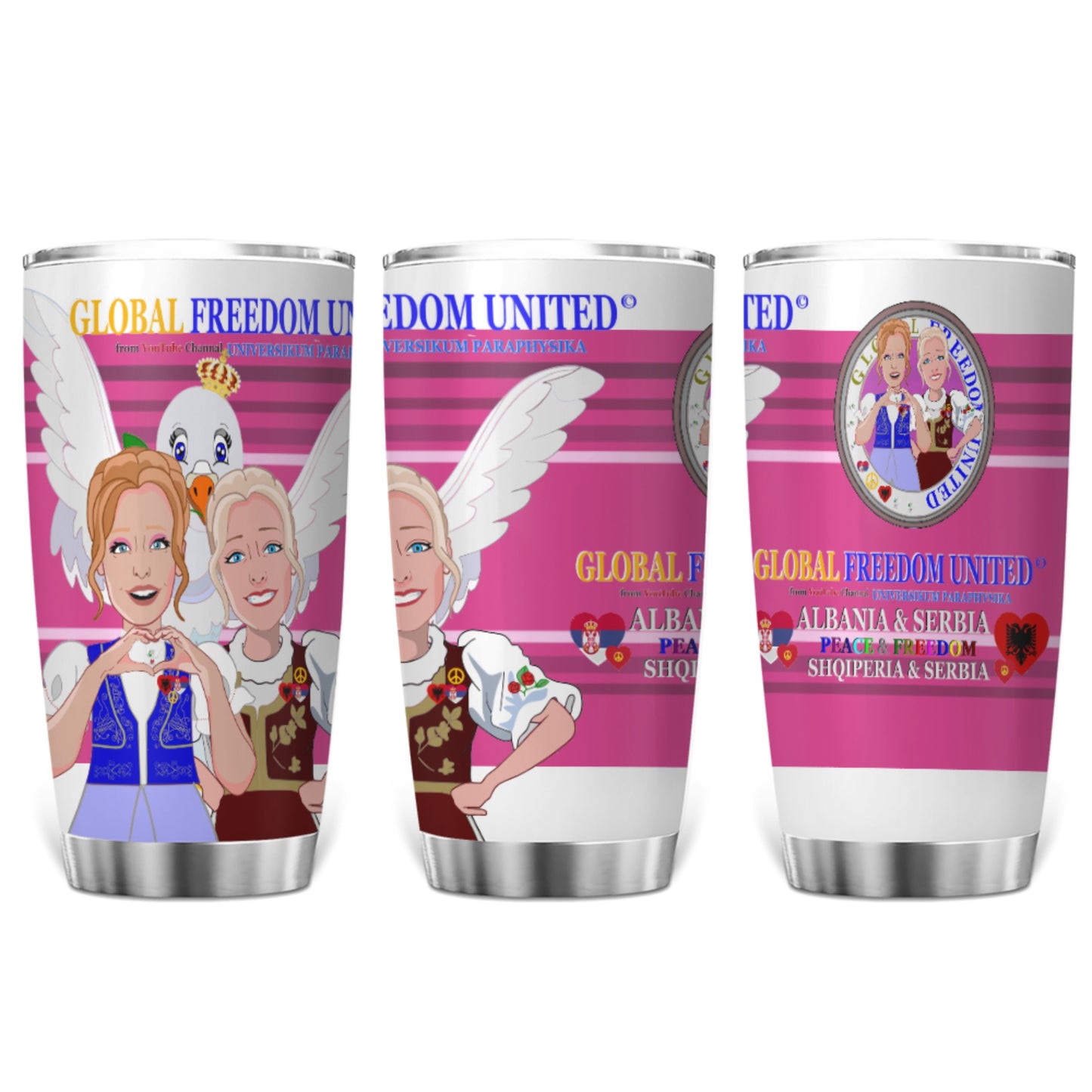 Tumbler Global Freedom United Women Albania & Serbia Old Peace Pink1