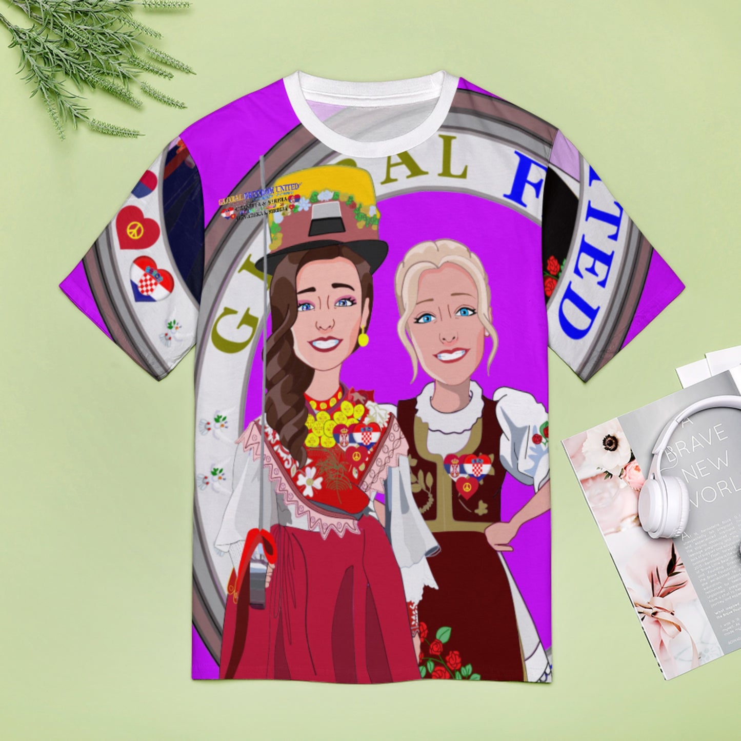 Women´s T-shirt 3 GLOBAL FREEDOM UNITED© Women Croatia & Serbia Lilac