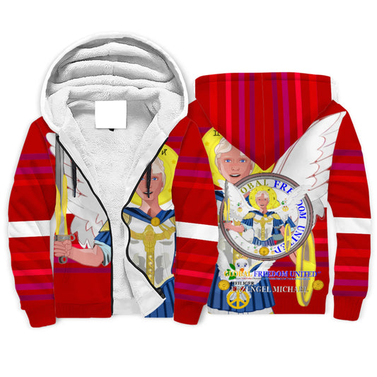 Plush Hoodie Global Freedom United Archangel Michael German Red