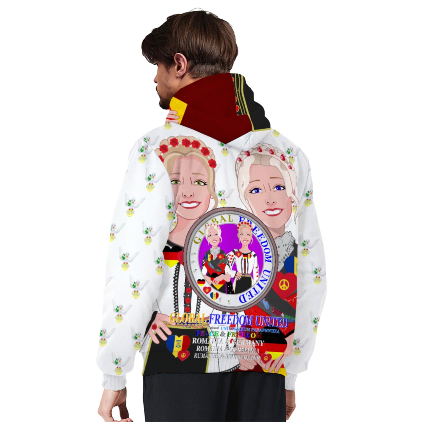 Plush Hoodie GLOBAL FREEDOM UNITED© Women Romania & Germany BIG