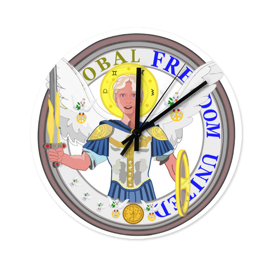 Wooden Wall Clock Global Freedom United Archangel Michael