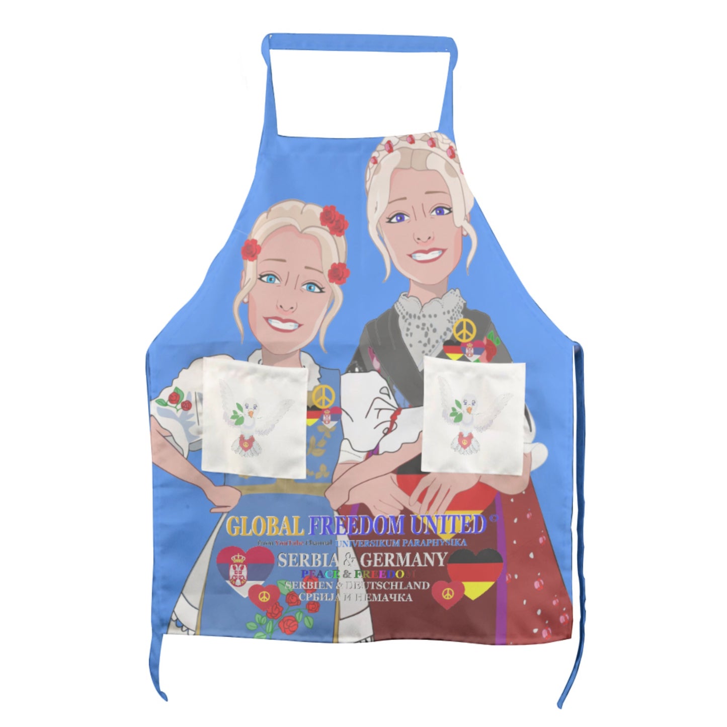 Apron GLOBAL FREEDOM UNITED© Women Serbia & Germany Blue