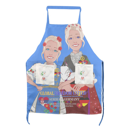 Apron GLOBAL FREEDOM UNITED© Women Serbia & Germany Blue