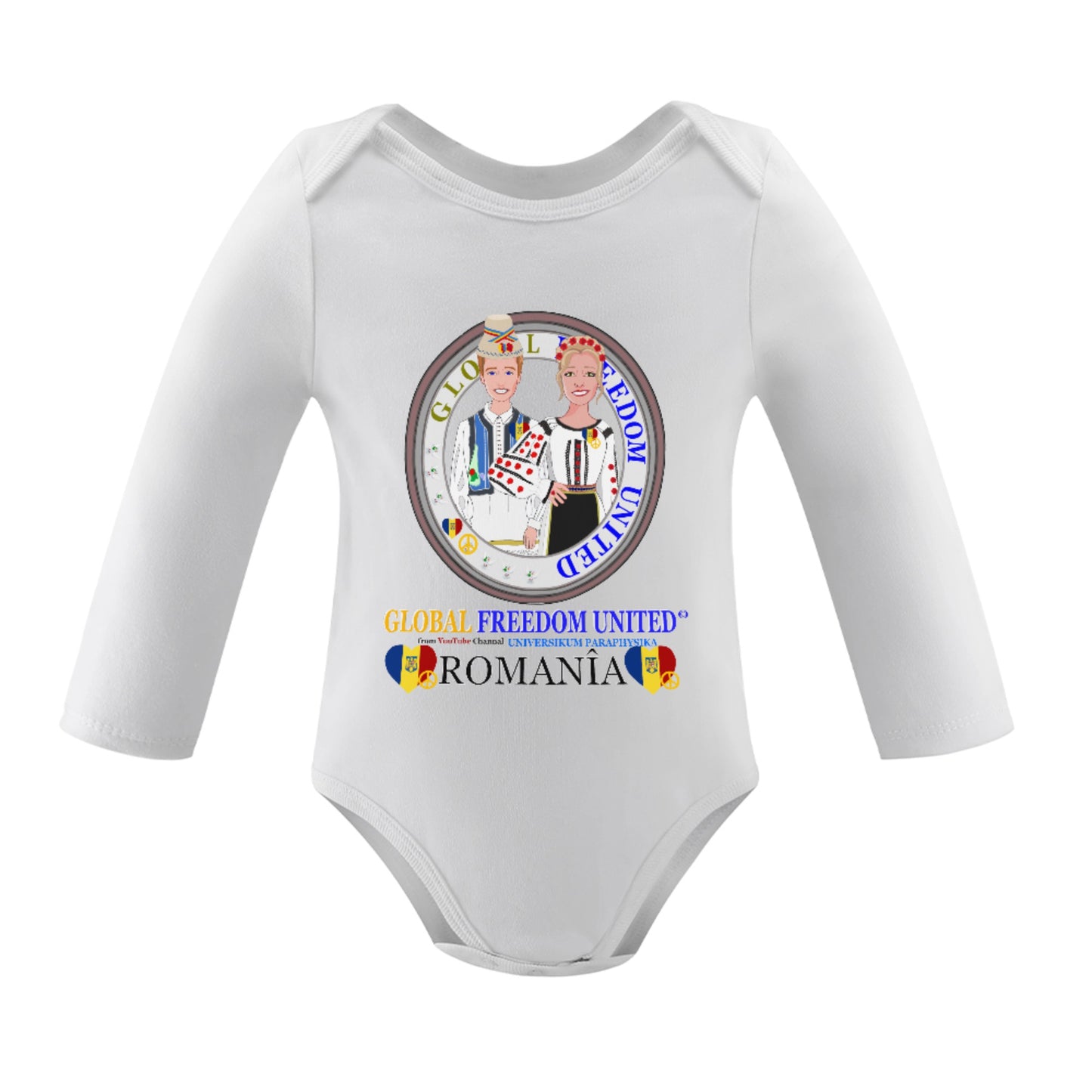 Baby Long-sleeve Bodysuit GLOBAL FREEDOM UNITED© Couple Romania