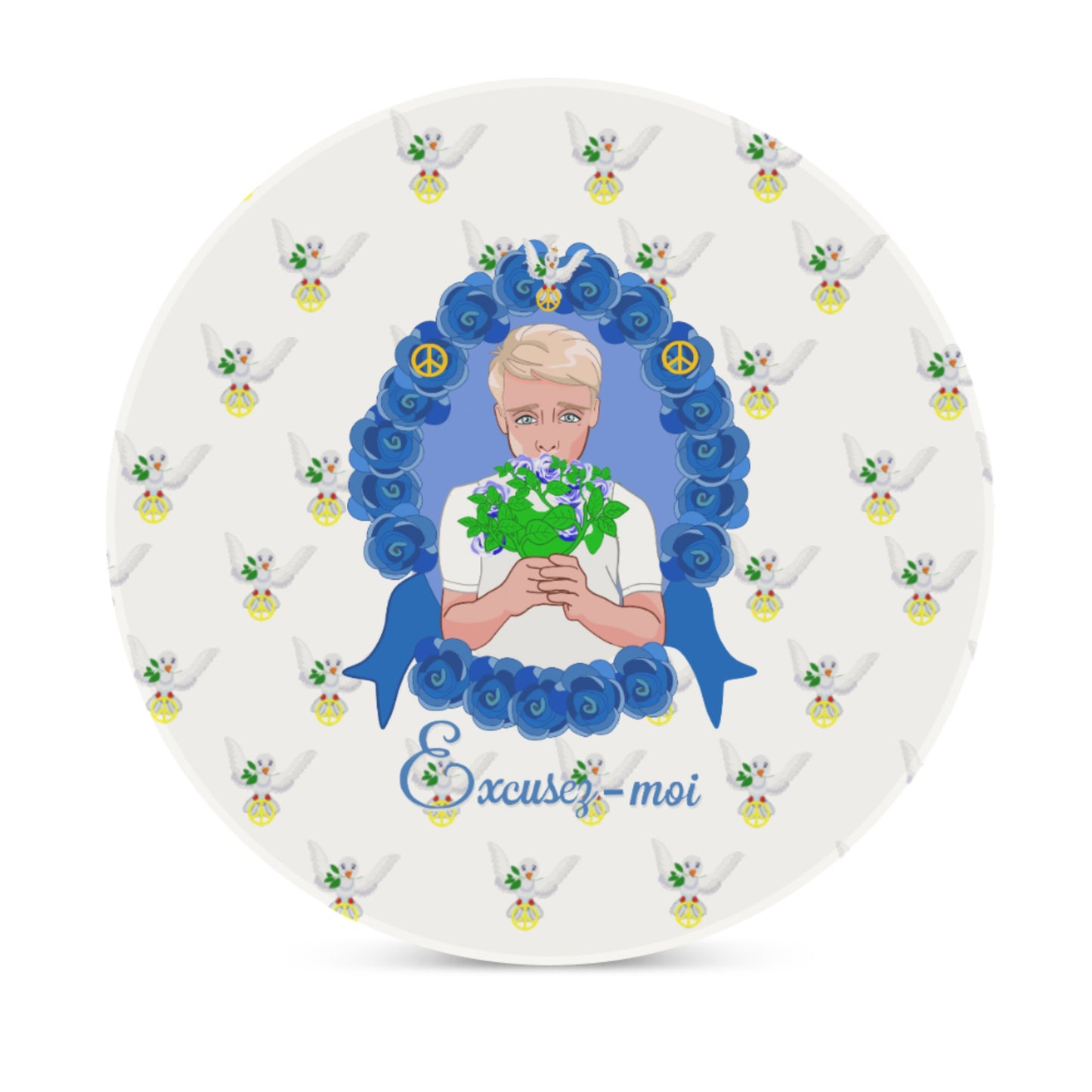 Ceramic Coaster GLOBAL FREEDOM UNITED© Un Garcon dit désoié Excusez-moi