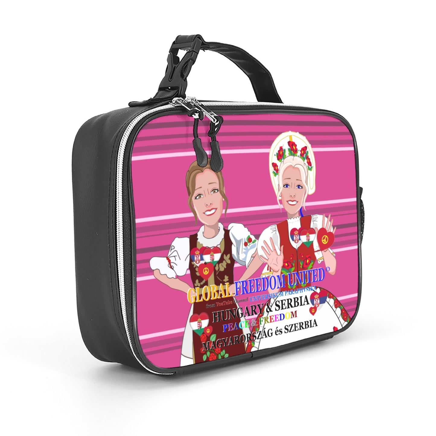 Leather Meal Bag GLOBAL FREEDOM UNITED© Women Hungary & Serbia Pink