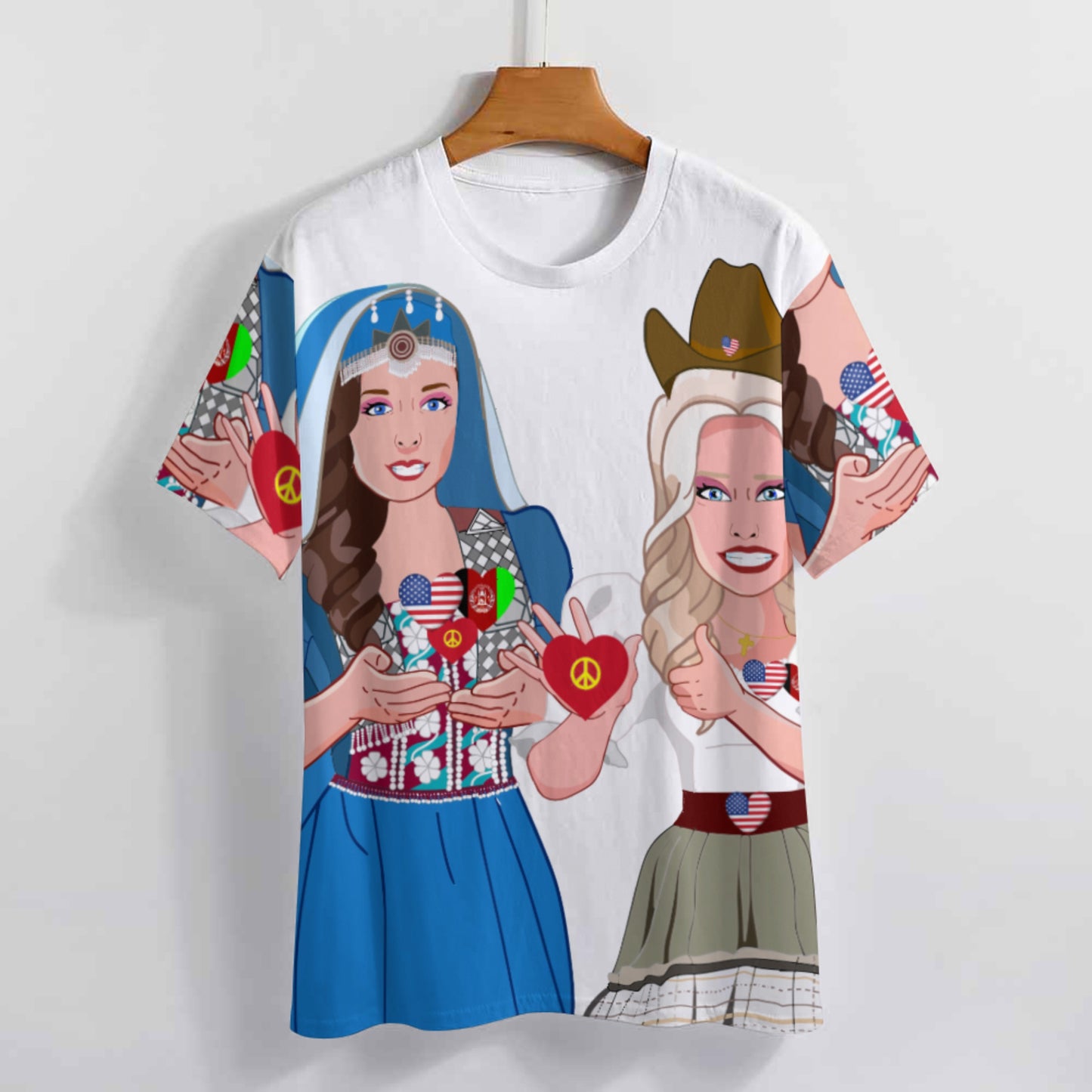 Hoodie GLOBAL FREEDOM UNITED© Women AFGHANISTAN & USA  Big Wight