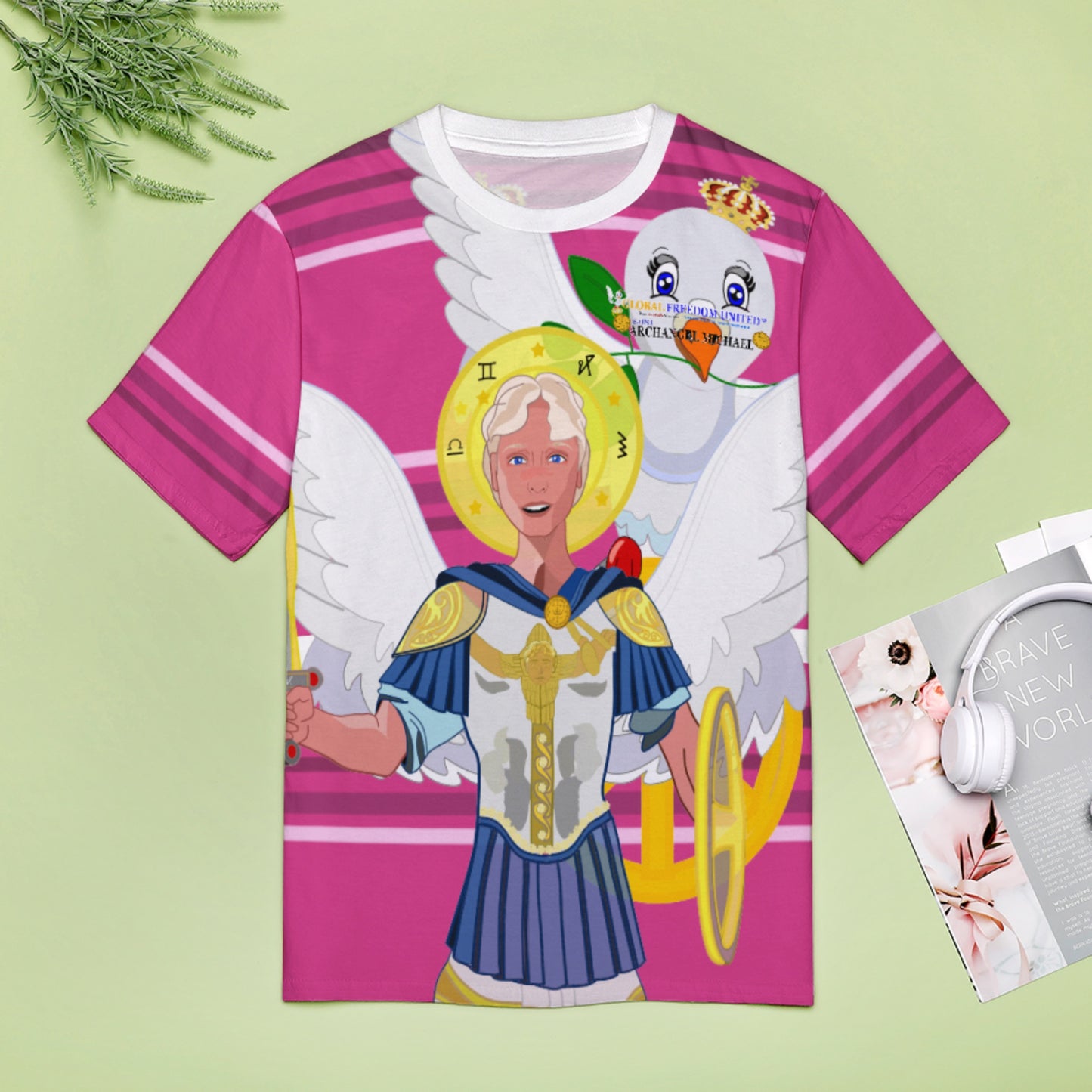 Women´s T-shirt 3 Global Freedom United Archangel Michael English V1 Pink2