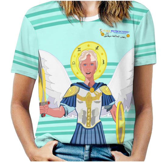 Women´s T-shirt Global Freedom United Archangel Michael Arabic V1 Light Green