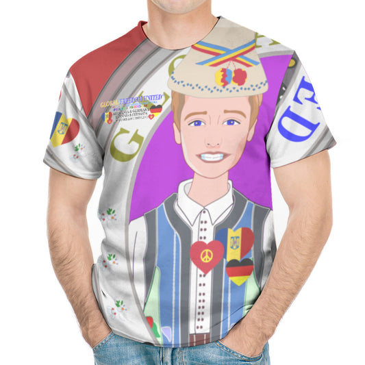 Men´s T-shirt GLOBAL FREEDOM UNITED© Men Romania & Germany Red