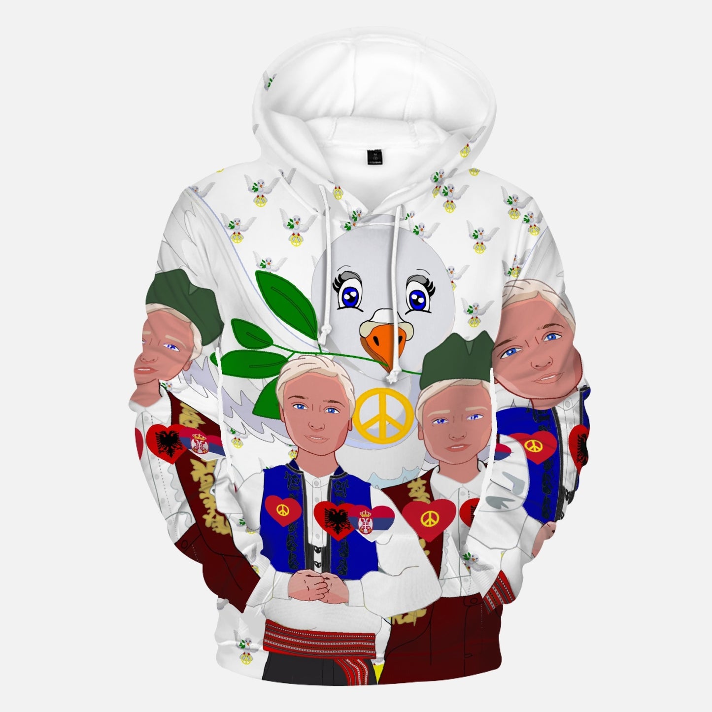 GLOBAL FREEDOM UNITED MEN ALBANIA & SERBIA OLD PEACE WIGHT Round Collar Hoodie