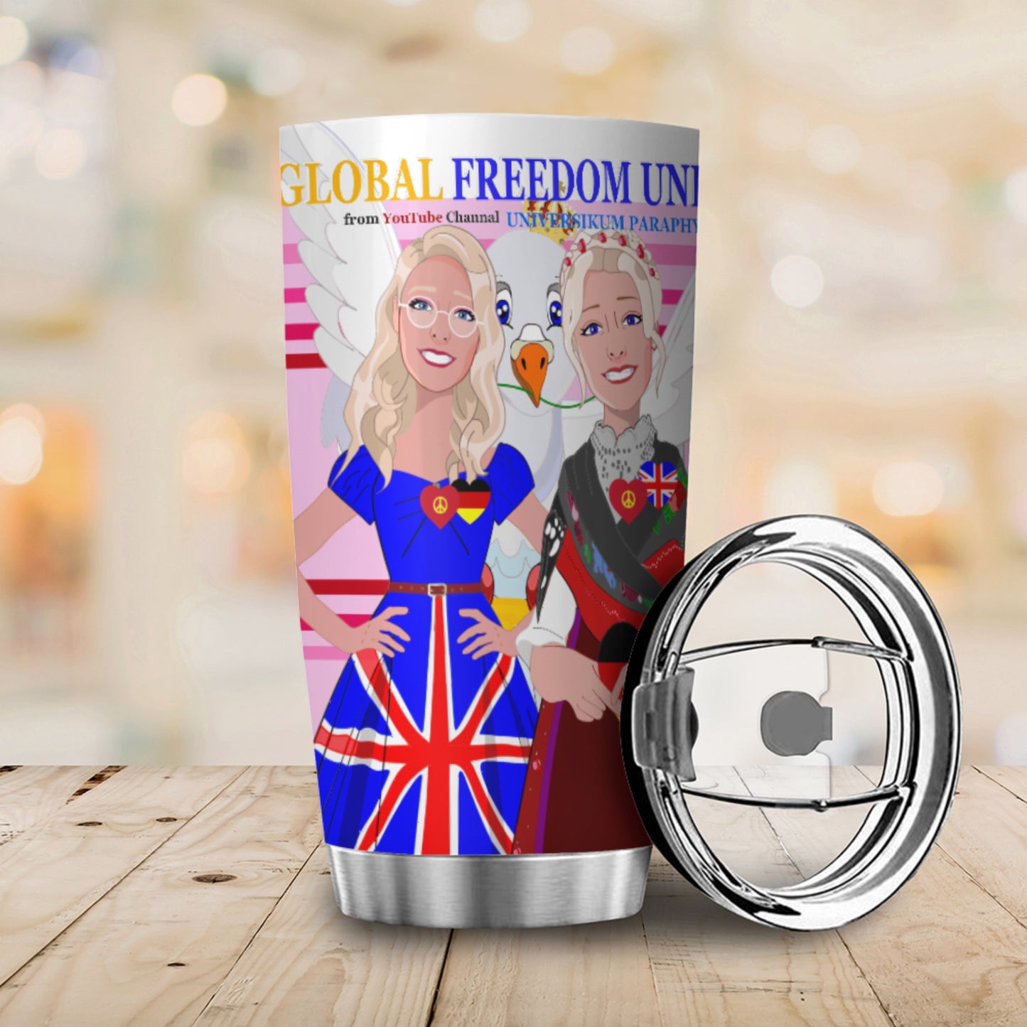 Tumbler Global Freedom United Women England & Germany Old Peace Pink