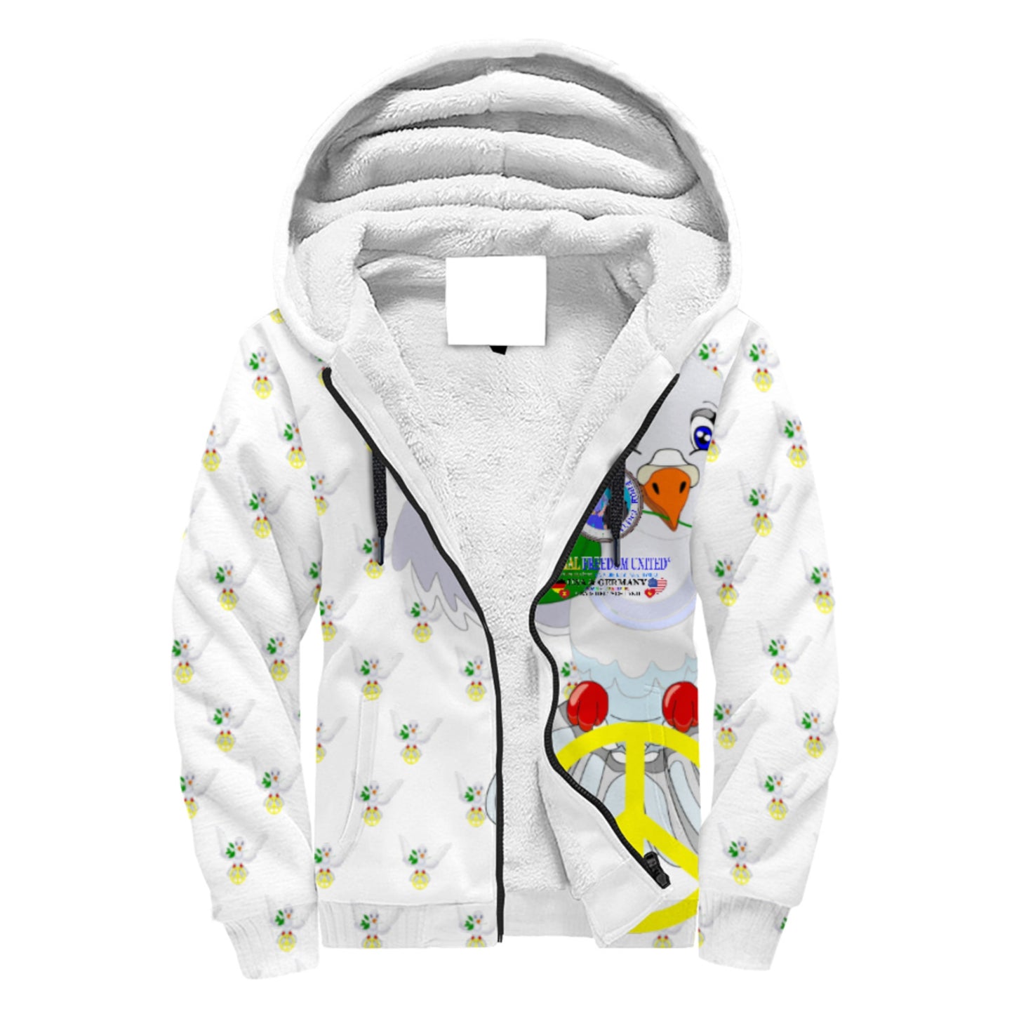 Plush Hoodie GLOBAL FREEDOM UNITED© Men USA & Germany Wight