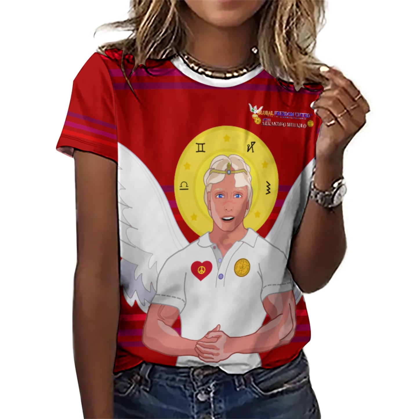 Women´s T-shirt Global Freedom United Archangel Michael Croatia V2 Red