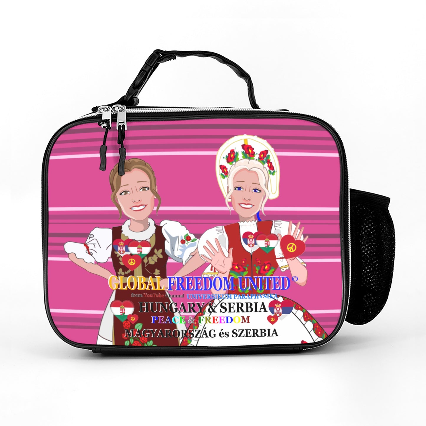 Leather Meal Bag GLOBAL FREEDOM UNITED© Women Hungary & Serbia Pink