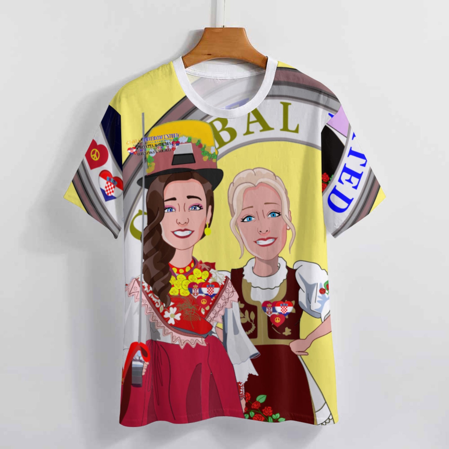 Women´s T-shirt 3 GLOBAL FREEDOM UNITED© Women Croatia & Serbia Yellow