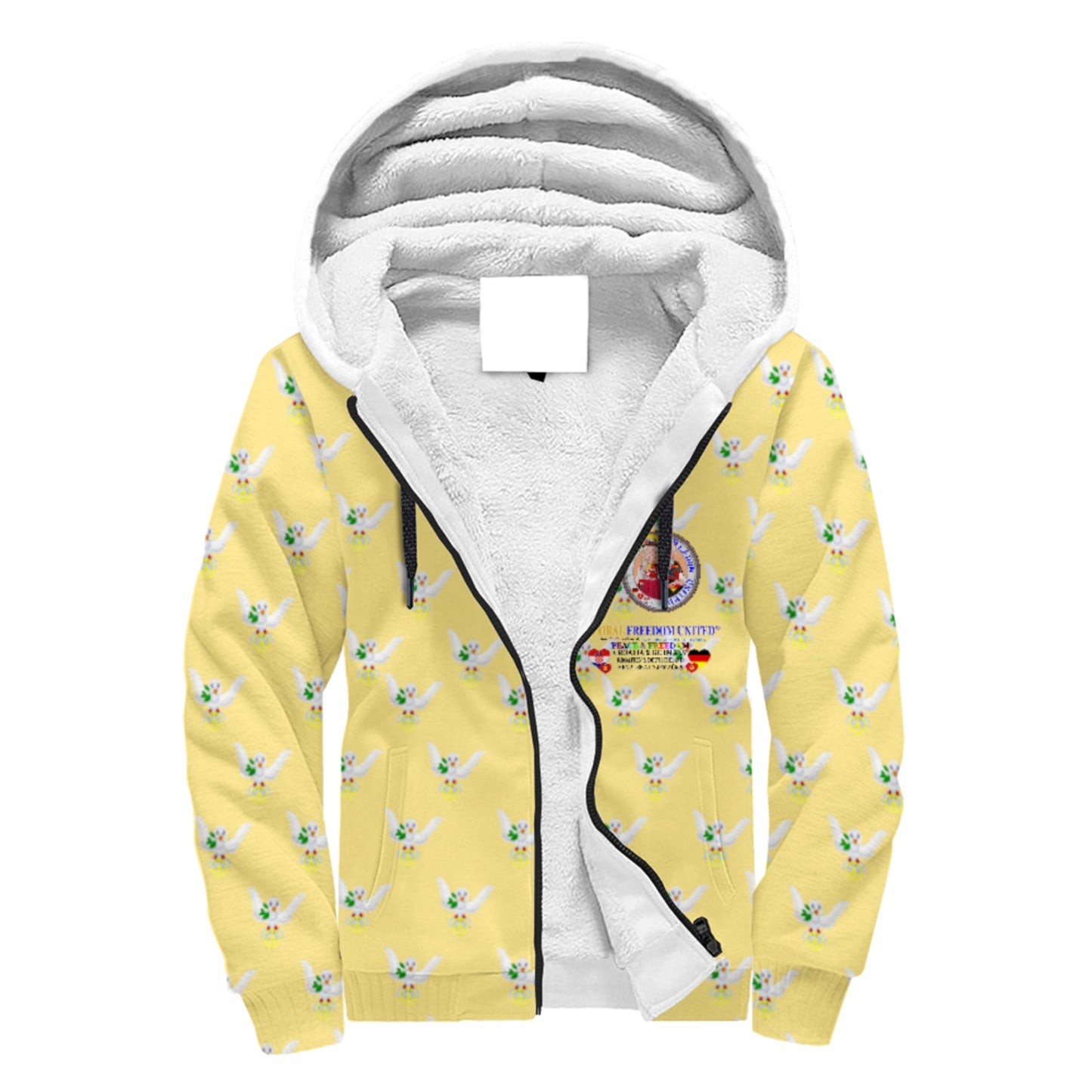 Plush Hoodie GLOBAL FREEDOM UNITED© Women Croatia & Germany V2 Yellow