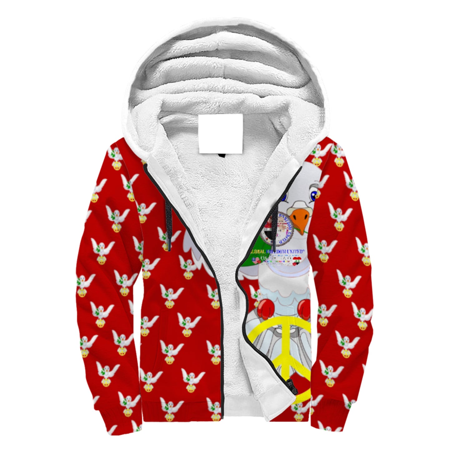 Plush Hoodie GLOBAL FREEDOM UNITED© Women Iraq & USA Red