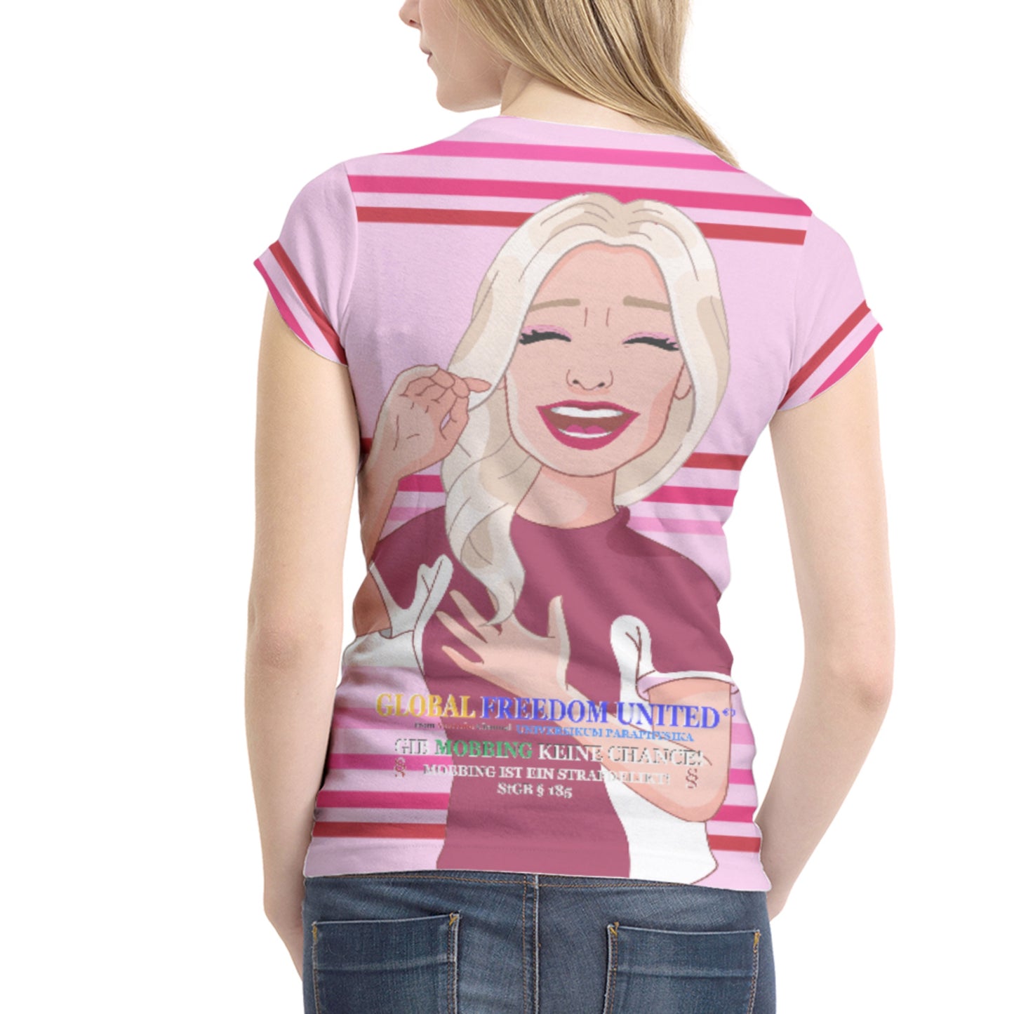 Women´s T-shirt 1 Global Freedom United Gib Mobbing Keine Chance Rosa 2