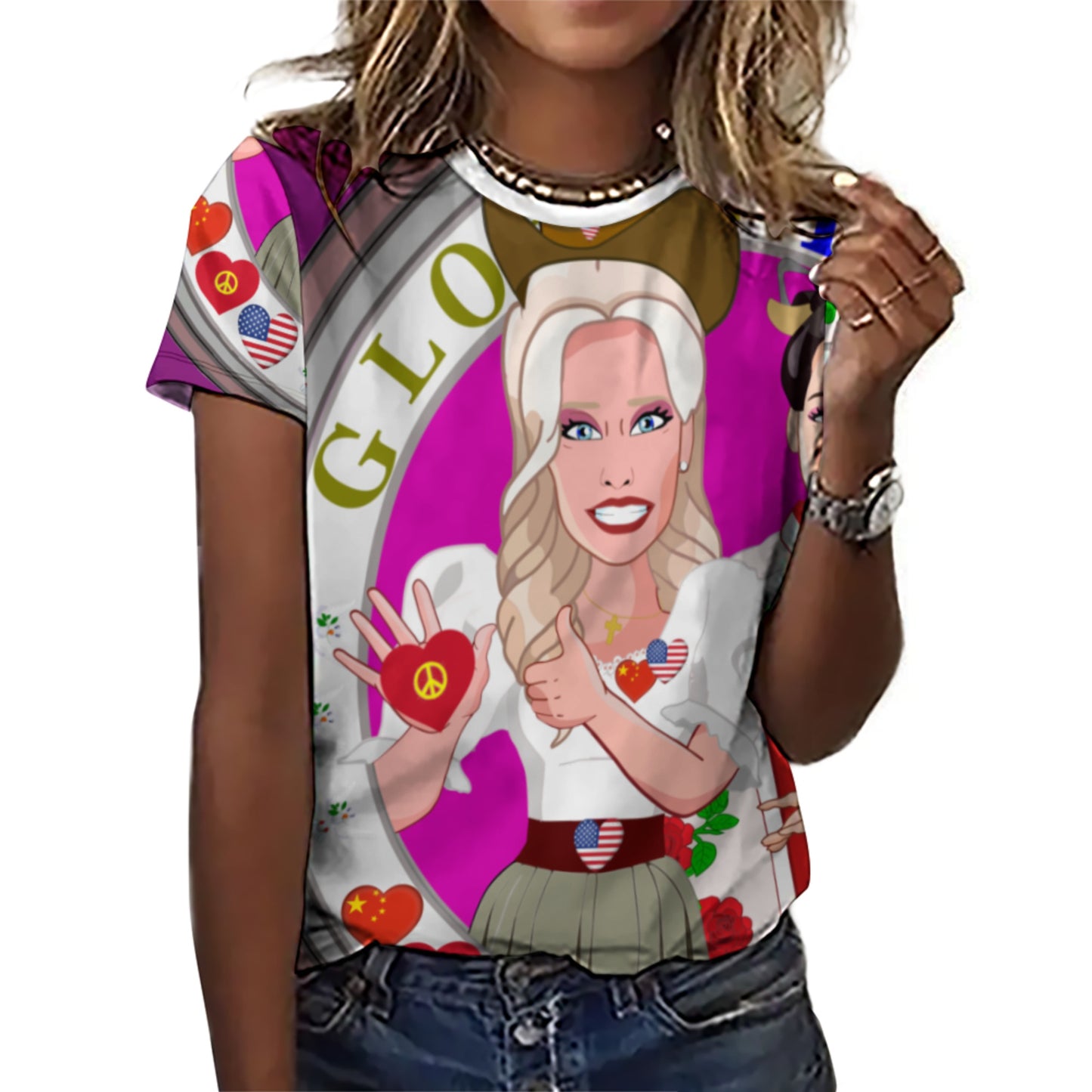 Women´s T-shirt 3 GLOBAL FREEDOM UNITED© Women USA & China  Lilac