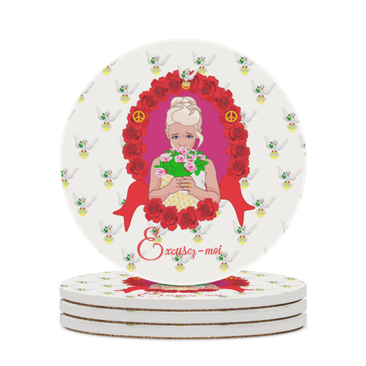 Ceramic Coasters  GLOBAL FREEDOM UNITED© Une fille dit désoié Excusez-moi