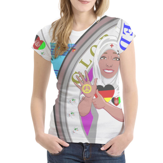 Women´s T-shirt GLOBAL FREEDOM UNITED© AFGHANISTAN & GERMANY Blue Nurse Edition