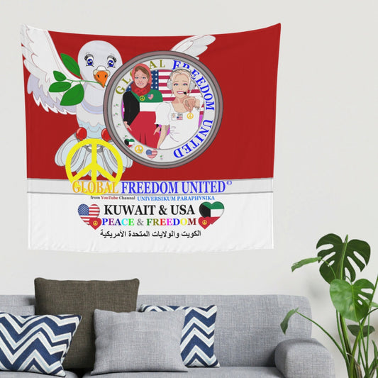 Tapestry Global Freedomo United Women Kuwait & Usa Old Peace Red