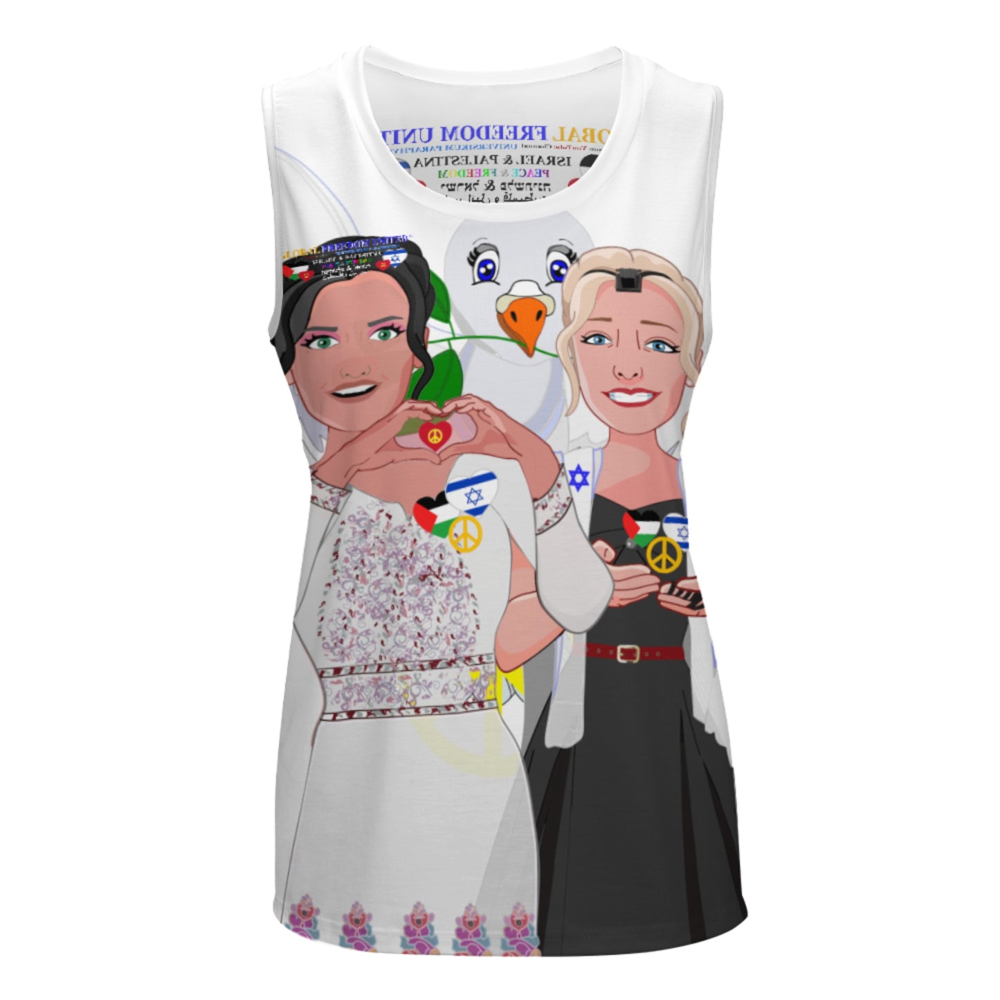 Crewneck Halter Vest GLOBAL FREEDOM UNITED© Women Palestina & Israel Big